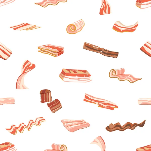 Seamless Pattern Bacon Delicious Strips Slices Bacon Arranged Repeating Design — Stock Vector