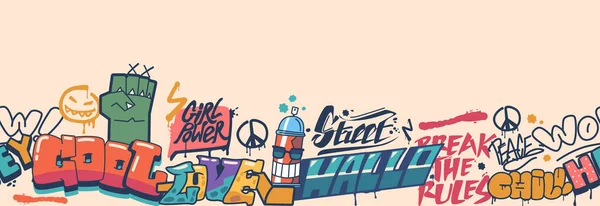 Динамичный Бесшовный Рисунок Элементами Граффити Креативно Упорядоченный Добавляя Городской Энергетический — стоковый вектор