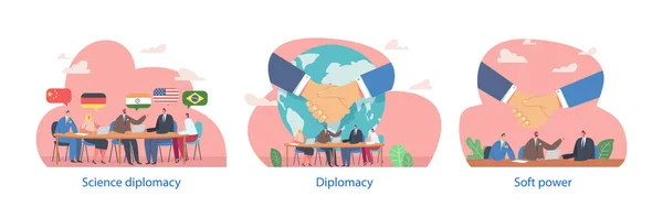 Diplomacy Art Managing International Relations Negotiation Dialogue Compromise Promote Peace — Stock Vector
