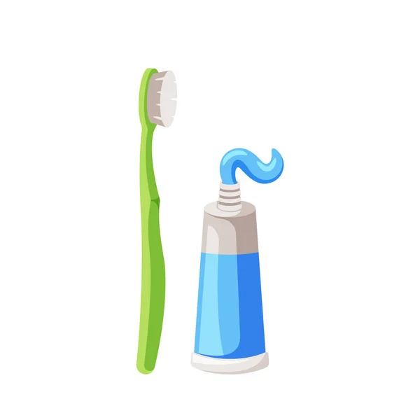 Brosse Dents Avec Dentifrice Hygiène Essentielle Duo Pour Soins Buccodentaires — Image vectorielle
