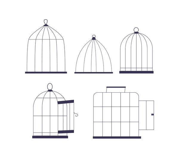 Zellen Oder Käfige Einsperrung Für Vögel Aus Maschendraht Oder Gitterstäben — Stockvektor