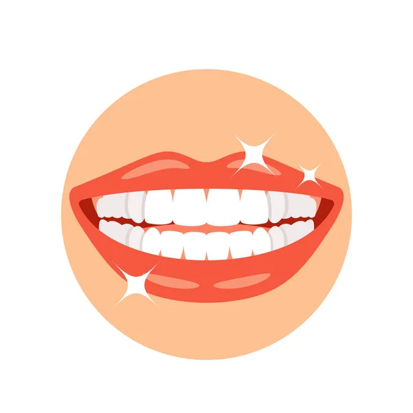 Isolated Icon Depicts Mouth Gleaming White Teeth Symbolizing Good Oral — Stock Vector