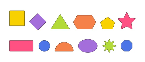 Figuras Geométricas Set Quadrado Círculo Triângulo Retângulo Estrela Rhombus Hexágono —  Vetores de Stock
