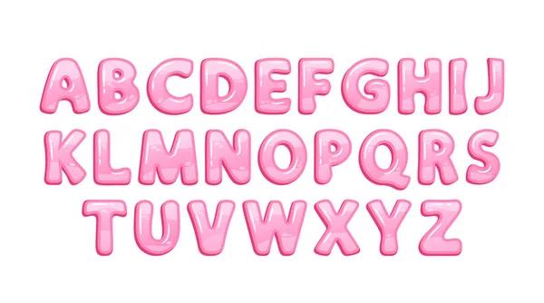 Alphabet Bulle Gomme Coloré Rose Lettres Croquer Qui Pop Avec — Image vectorielle