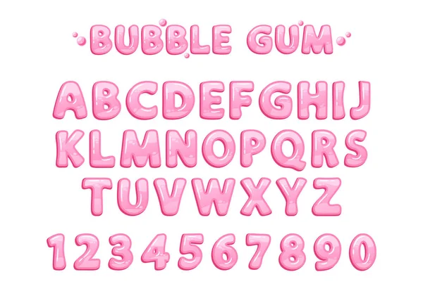 Bubble Gum Alphabet Playful Colorful Edible Typeface Boasts Vibrant Pink — Stock Vector