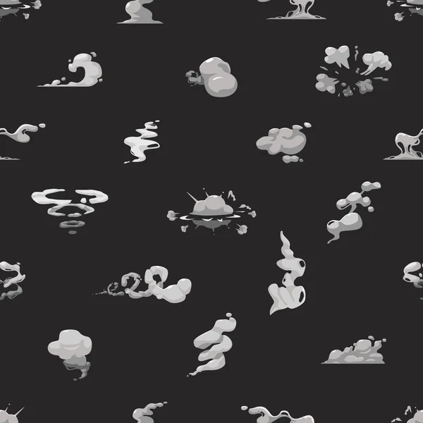 Patrón Sin Costura Fascinante Con Nubes Humo Remolino Tonos Grises — Archivo Imágenes Vectoriales