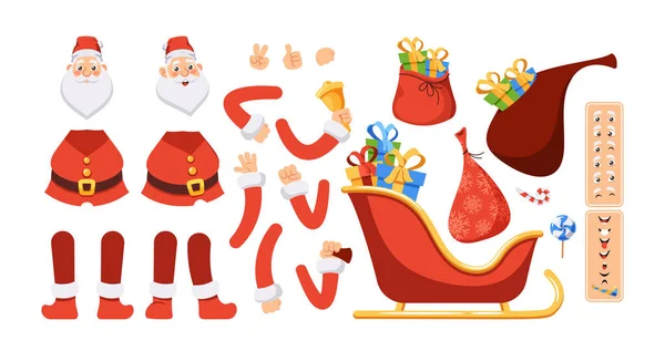 Набор Создания Мультфильма Санта Клауса Части Тела Руки Ноги Голова — стоковый вектор
