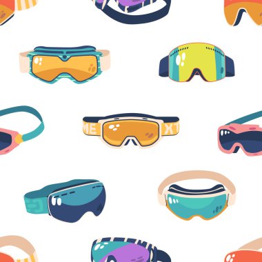 Kusursuz Kış Şablonu Süslü Kar Gözlükleri Serin Maceralar ve Kar Maceraları İçin Mükemmel. Frosty Vibes 'ı bu göz alıcı tasarımla kucaklayın. Çizgi film Vektör İllüstrasyonu, Döşeme