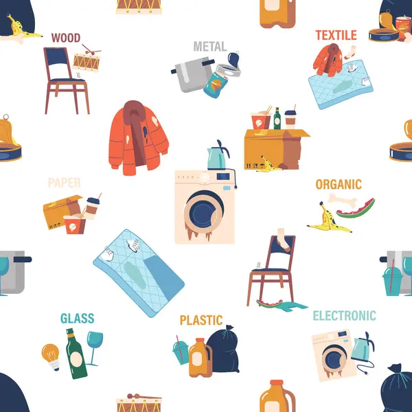 Seamless Pattern Featuring Scattered Garbage Creating Unique Thought Provoking Design — Stock Vector