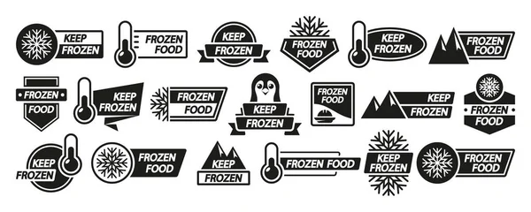 Frozen Product Monochrome Labels Set Keep Frozen Badges Packages Frozen — Stock Vector