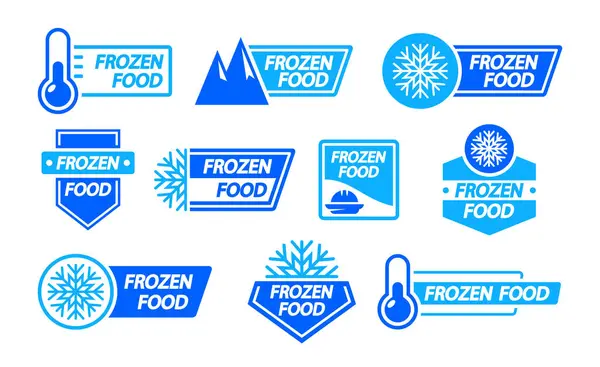 Frozen Product Label Set Keep Frozen Badges Packages Logo Stickers — Stock Vector
