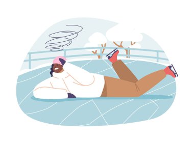 Kadın karakter buz pateni sahasında tökezleyerek paten kaymanın tehlikelerini gösterdi. Bu gibi düşüşler dikkat ve düzgün vites gereksinimini vurgulayan yaralanmalara yol açabilir. Çizgi film İnsanları Vektör İllüstrasyonu