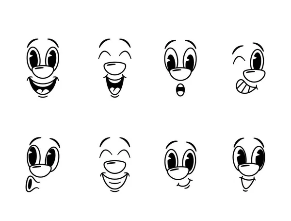 Classic Retro Emoji Black White Set Captura Esencia Los Emoticonos — Archivo Imágenes Vectoriales