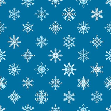 Karmaşık kar taneleriyle süslenmiş kusursuz desenli büyüleyici bir kış harikalar diyarı, şenlikli dekorasyonlar ve mevsimlik tasarımlar için mükemmel. Çizgi film Vektör Duvar Kağıdı, Döşeme Arkaplanı