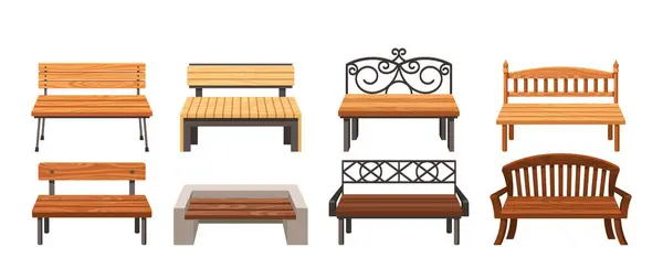 Set Street Benches Offers Inviting Respite Worn Wooden Slats Forged — Stock Vector