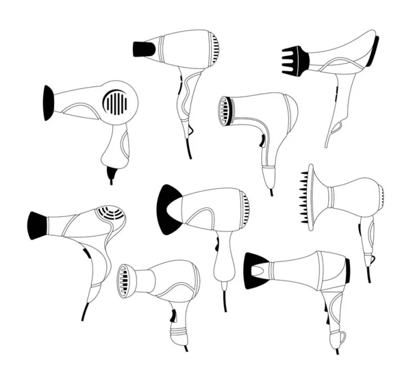 Linear Icons Hair Dryer Sleek Design Compact Nozzle Directs Airflow — Stock Vector