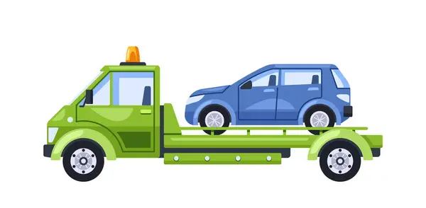 Bärgningsbil Hantera Effektivt Felaktig Parkering Situationen Evakuera Fordonet Till Straffområdet — Stock vektor