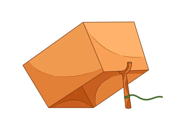 Piège Pour Animaux Compose Une Boîte Mécanisme Bâton Bâton Prend — Image vectorielle