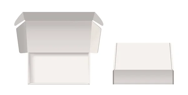 Close Open White Carton Box Top View Mockup Minimalist Versatile — Stock Vector