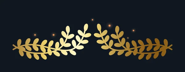 Gold Decorative Laurel Branch Elements Elegant Gold Borders Dividers Intricately — Stock Vector