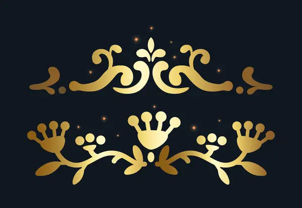 Elegant Gold Decorative Elements Isolated Vector Borders Dividers Exude Opulence — Stock Vector