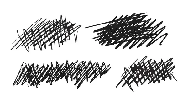 Handwritten Strokes Design Elements Vector Black Doodles Squiggles Scribbles Spontaneous — Stock Vector