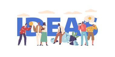 Banner, Poster ve Flyer için Fikir Vektörü Fikri Olan Karakter. Insanlar içgörü arayışında, Gözleri merakla ve heyecanla parıldıyor, yaratıcılığı somutlaştırıyor veya üzüntü ve umutsuzluk yayıyor.