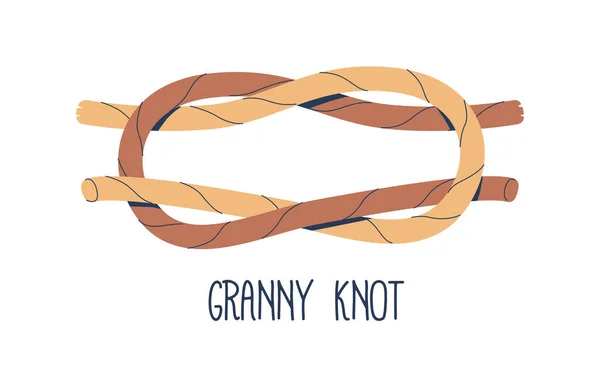 Nautical Granny Knot Rope Loop Simple Binding Method Prone Slipping — Stock Vector