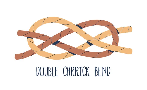 Double Carrick Bend Надежный Надежный Морской Узел Используемый Безопасного Соединения — стоковый вектор
