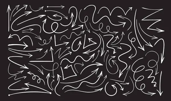 Doodle Arrows Tasarım Elementleri Özellikleri Belirler Garip, El Çizimi Oklar, Grafik Projelerinde Yaratıcılığı Artıran Oklar. Oyuncu Görsel İletişim için Çok Yönlü ve Çekici Vektör Monokrom Elementleri