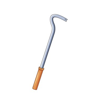 Düz uçlu, kaldıraçlı ve eğri uçlu bir levye çok yönlü el aracı. Yapım, Marangozluk, Yıkım, Hırsızlık veya El İşi Görevlerinde Kullanılan Ayrı Vektör Çivi Çekici