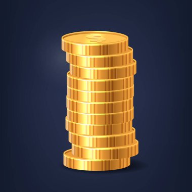 Parlak Altın Para Yığını Refah, Zenginlik ve Finansal Başarı 'yı simgeler, İş, Finans ve Bankacılık, Ekonomik Zafer' de Altın Altuzağı 'nı gösteren sağlam bir yatırımı temsil eder.