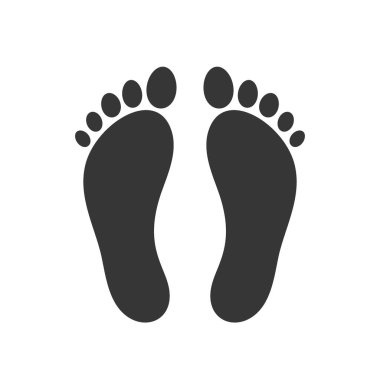 Vector Silhouette Deficting Bare Footprint, Black Print Show The Unique Imprint of Human Soles Double with Fingers. Adım, Bacak İzi Tek Renk Simgesi ya da Beyaz Arkaplanda İzole Edilmiş İmza