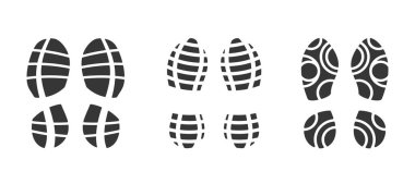 Çeşitli Ayakkabı İzleri, Ayakkabı İzleri, Ayakkabı İzleri, Spor Ayakkabıları veya Spor Ayakkabıları içeren Siyah Vektör Siluetleri. İnsan Adımları, İzole Ayak İzleri, Yürüme İzleri, Ayakkabı İzleri ve Çizme İzleri Toplama