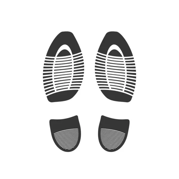 Shoe Pair Footprint Vector Black Silhouette Isolated Human Foot Imprints — Stock Vector