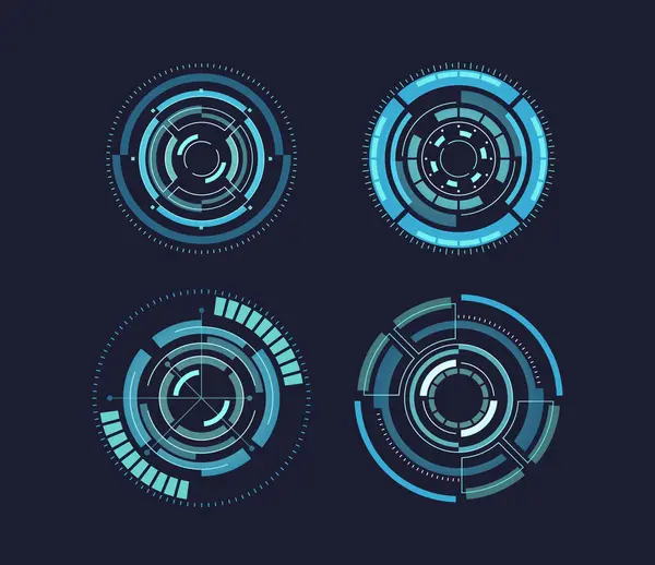 Futuriste Tech Cercles Vectoriels Éléments Conception Numérique Interface Techno Moderne — Image vectorielle