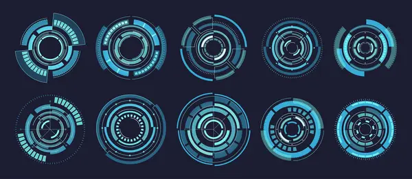 Ensemble Vectoriel Techno Tech Circles Une Technologie Pointe Dans Design — Image vectorielle
