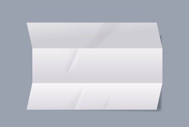 Yatay Çizgi İşaretli Beyaz Kağıt Örtüsü. Gösterim Tasarımları için Gerçekçi 3d Beyaz Vektör ve Boş Sayfa veya Otantik, Geniş Katlanmış Görünümlü Metin