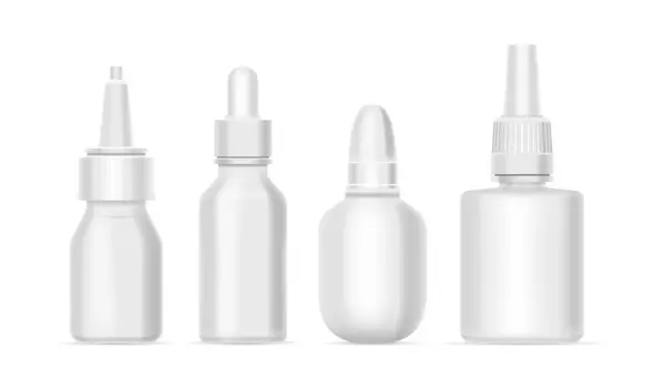 White Blank Drug Bottles Mockup Precise Pipettes Ensuring Accurate Dosage — Stock Vector