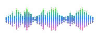 Soyut Vektör Sembol Temsilcisi Ses Dalgası, Müzik Elementi, Ses Teknolojisi ve Dijital Frekans Düzeni Elektronik veya Kaydedilen Şarkıların Darbe ve Ses Düzeni. Vektör İllüstrasyonu