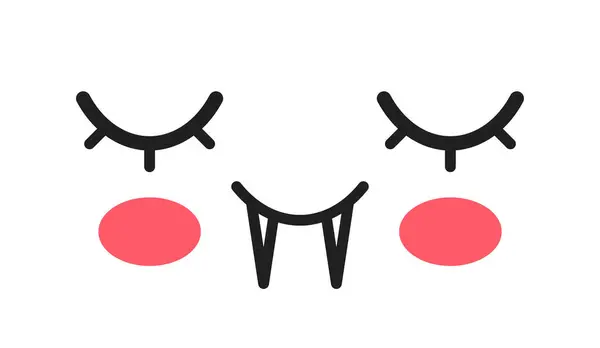 Kawaii Vampire Emoji Closed Eyes Features Adorable Little Fangs Rosy — Stock Vector