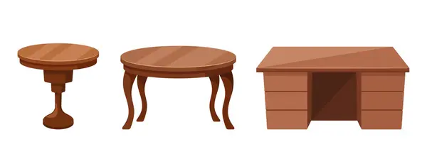 Tables Bois Vectorielles Table Manger Ovale Ancre Repas Famille Avec — Image vectorielle