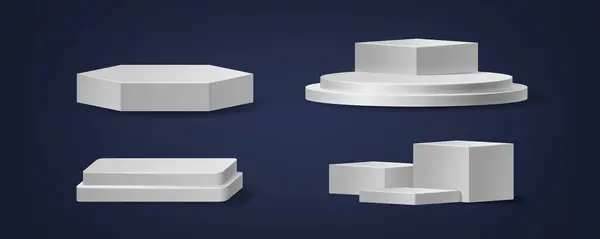Geometric Podium Stage Platform Scene Stand Pedestal Catwalk Product Presentation — Stock Vector