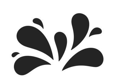 Kara Damlacıklı Siluet, Mürekkep lekesi, Su Damlası Şekli, Damlalı Sıvı Patlaması. Tek renkli boya, yağ damlası ya da felç. Sıvı Sıçratma Grafik Tasarım Elementi Beyaz Arkaplanda İzole Edildi