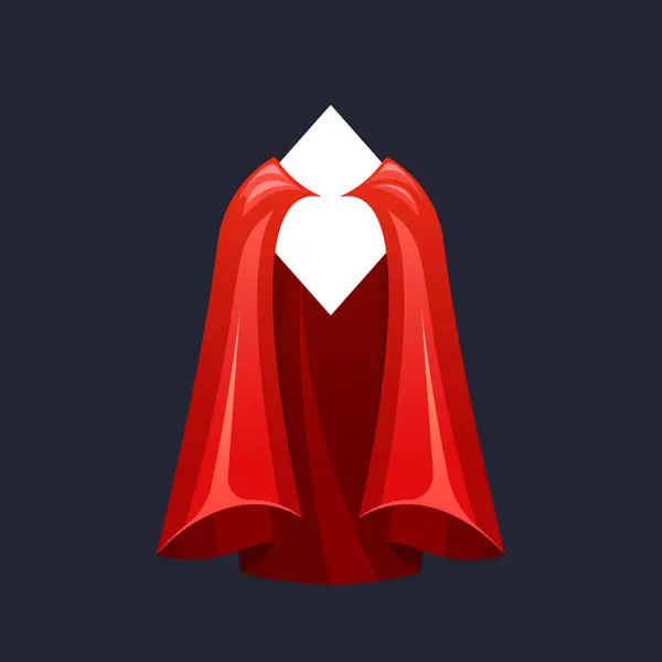 Red Cape Frame Crimson Superhero Cloak Flowing Power Mystery Drape — Stock Vector