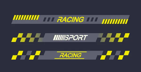 Zwart Geel Sport Auto Stickers Emblemen Vector Ontwerpen Symboliseren Snelheid — Stockvector