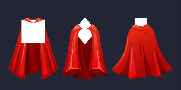 Canlı Kırmızı Süper Kahraman Pelerinleri Görkemli Akıyor Adorned Meydanı Rhombus — Stok Vektör
