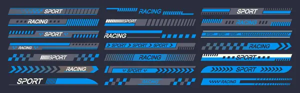 Spor Araba Etiketleri Seti Özellik Vektör Tasarımı Hız Yarış Otomobil — Stok Vektör
