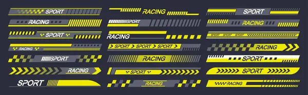 Sport Auto Stickers Functie Vector Ontwerpen Met Symbolen Van Snelheid — Stockvector