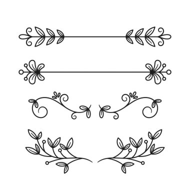 Dekoratif Metin Ayırıcıları Belgeler, Web siteleri veya Tasarımlarda İçerik, Görsel Cazibe ve Organizasyonel Açıklığın Geliştirilmesinde Kullanılan Süssel Elementlerin Tek Renkli Vektör Kümesi